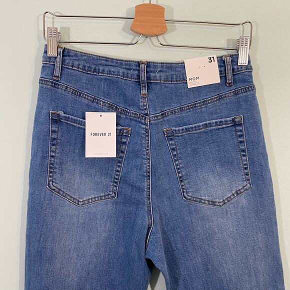 Forever 21 Women's High Rise Raw Hem Mom Jeans Size 31 NWT - Picture 7 of 8